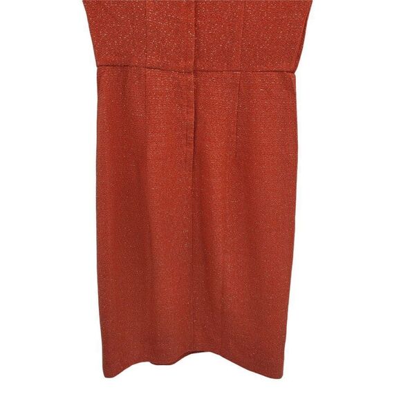 Vtg 60's Elegant Miss Textured Coral Metallic Sparkle Blouson Hostess Dress Sz S - Picture 10 of 10